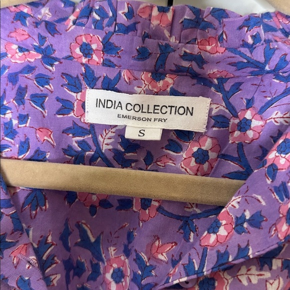 EMERSON FRY India Collection Violet Wildflower Organic Emmaline Blouse SzS NWOT - Picture 3 of 5